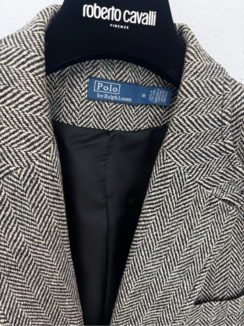 Polo by Ralph Lauren Men's Herringbone Wool Blazer - Black & White - Picture 4 of 4